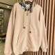 Burberry Check Hood Cotton Zip Hoodie Beige