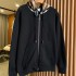 Burberry Check Hood Cotton Zip Hoodie Black