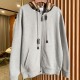 Burberry Check Hood Cotton Zip Hoodie Gray