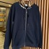 Burberry Check Hood Cotton Zip Hoodie Navy