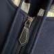 Burberry Check Hood Cotton Zip Hoodie Navy