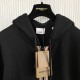 Burberry Icon Stripe Detail Cotton Zip-Front Hooded Sweatshirt Black