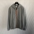 Burberry Icon Stripe Detail Cotton Zip-Front Hooded Sweatshirt Gray