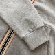 Burberry Icon Stripe Detail Cotton Zip-Front Hooded Sweatshirt Gray