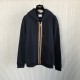 Burberry Icon Stripe Detail Cotton Zip-Front Hooded Sweatshirt Navy