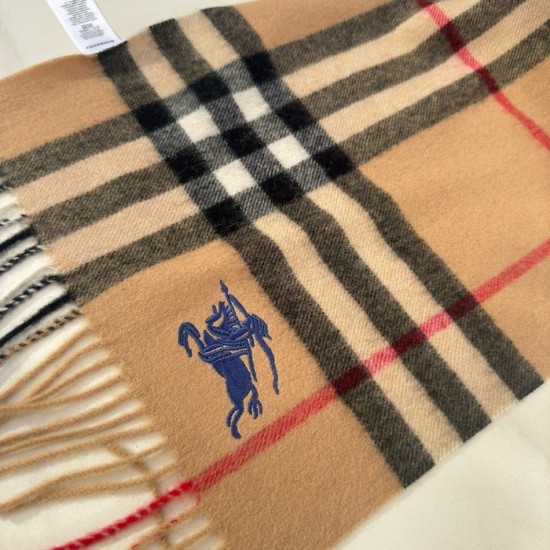 Burberry Check Cashmere Scarf Archive Beige