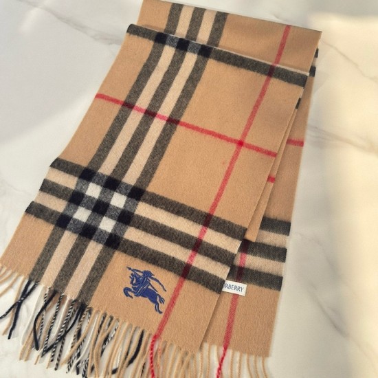 Burberry Check Cashmere Scarf Archive Beige