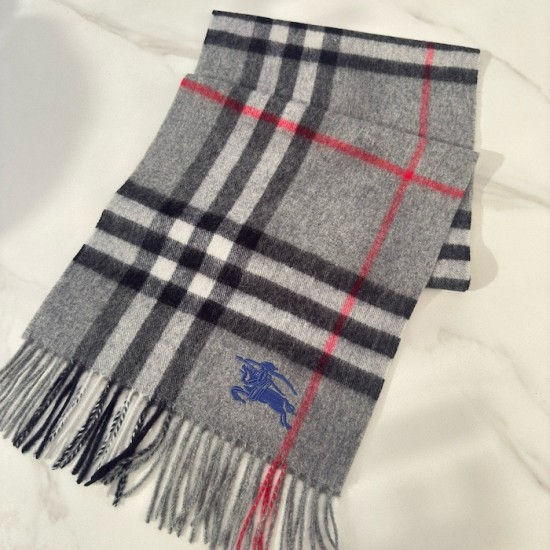 Burberry Check Cashmere Scarf Archive Grey