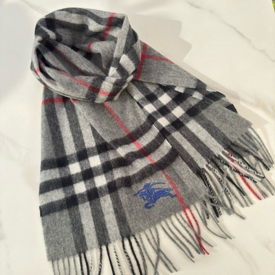 Burberry Check Cashmere Scarf Archive Grey