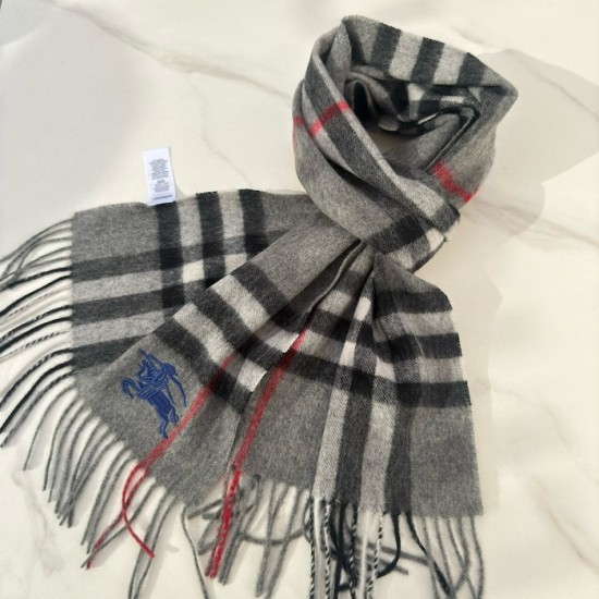 Burberry Check Cashmere Scarf Archive Grey