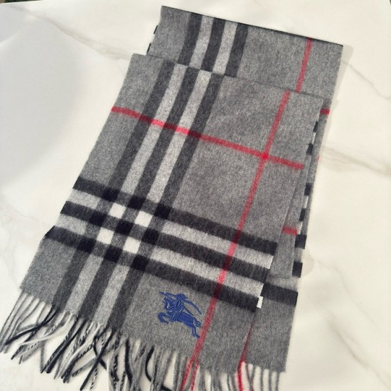 Burberry Check Cashmere Scarf Archive Grey