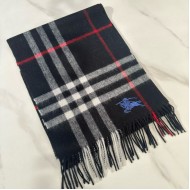 Burberry Check Cashmere Scarf Archive Navy