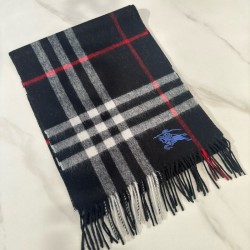 Burberry Check Cashmere Scarf Archive Navy