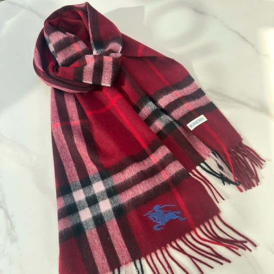 Burberry Check Cashmere Scarf Archive Red