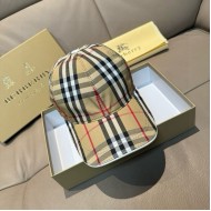 Burberry Check Cotton Baseball Cap Beige