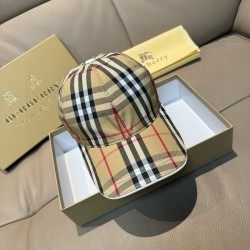 Burberry Check Cotton Baseball Cap Beige