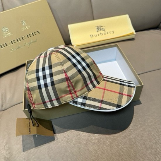 Burberry Check Cotton Baseball Cap Beige