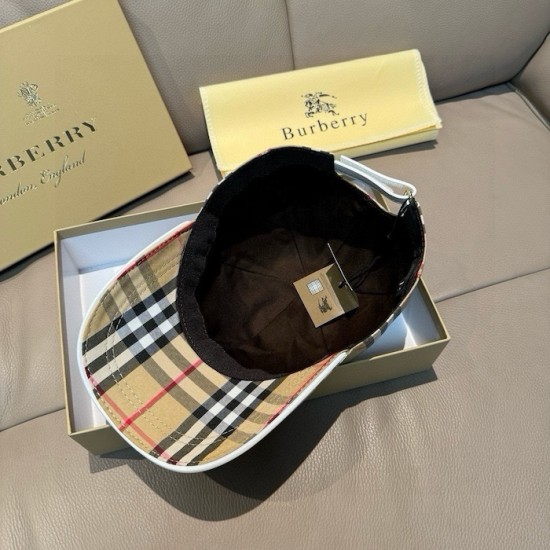 Burberry Check Cotton Baseball Cap Beige