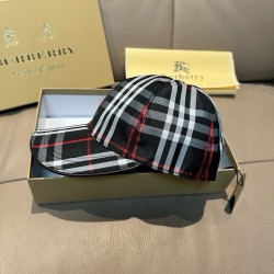 Burberry Check Cotton Baseball Cap Black