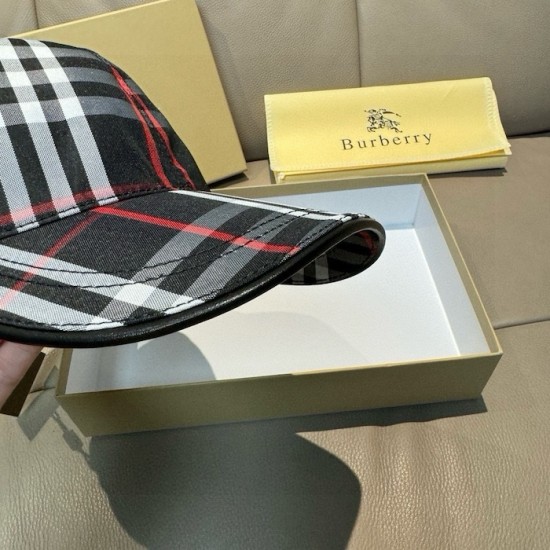 Burberry Check Cotton Baseball Cap Black