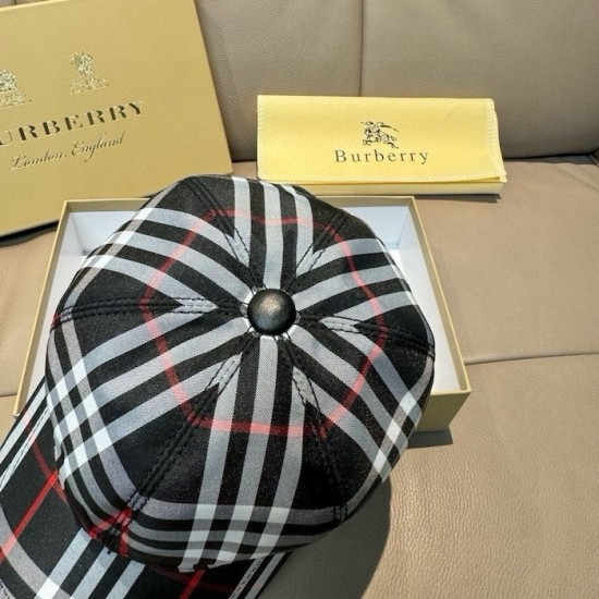 Burberry Check Cotton Baseball Cap Black