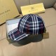 Burberry Check Cotton Baseball Cap Navy