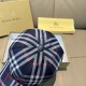 Burberry Check Cotton Baseball Cap Navy