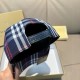 Burberry Check Cotton Baseball Cap Navy