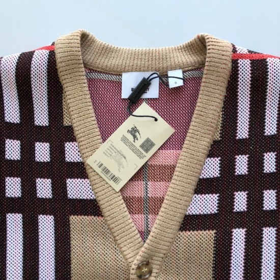 Burberry Check Wool Mohair Blend Cardigan