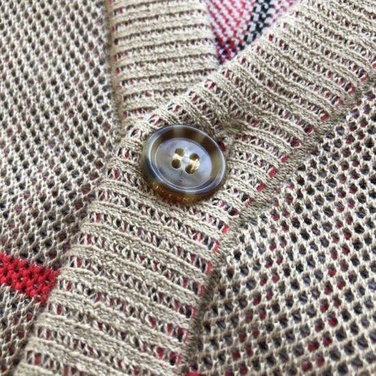 Burberry Check Wool Mohair Blend Cardigan