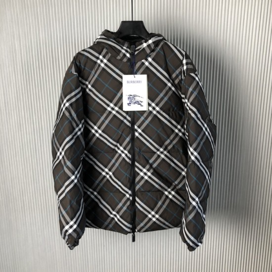 Burberry Reversible Check Nylon Snowdonia Puffer Jacket Black