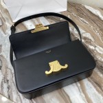 Celine Shoulder Bag Triomphe in shiny calfskin Black