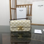 Celine Shoulder Bag Triomphe in shiny calfskin and canvas