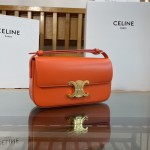 Celine Shoulder Bag Triomphe in shiny calfskin Orange