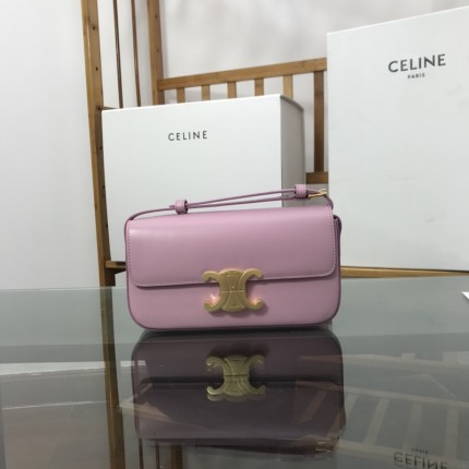 Celine Shoulder Bag Triomphe in shiny calfskin Pink