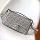 Fendi Baguette Suede bag with FF in iridescent crystals and studs