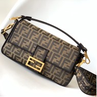 Fendi Baguette Brown FF jacquard fabric bag