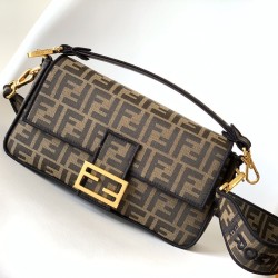 Replica Fendi Baguette Brown FF jacquard fabric bag