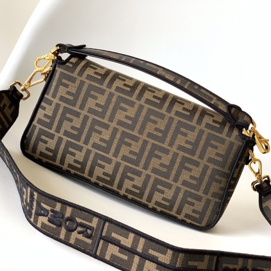 Fendi Baguette Brown FF jacquard fabric bag