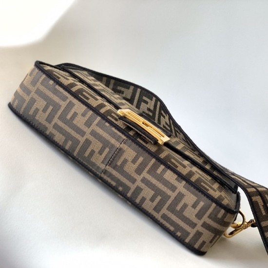 Fendi Baguette Brown FF jacquard fabric bag