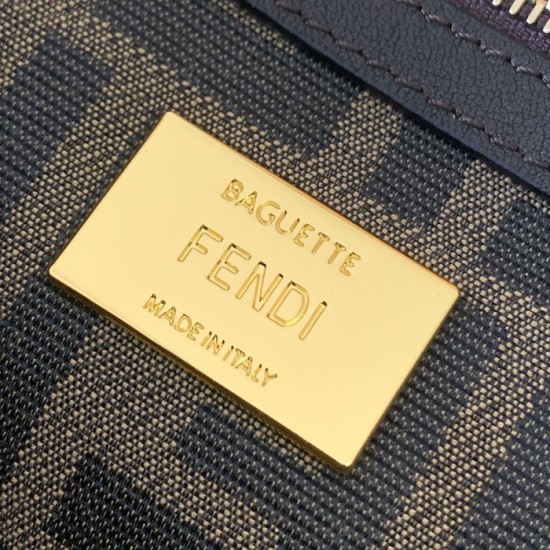 Fendi Baguette Brown FF jacquard fabric bag