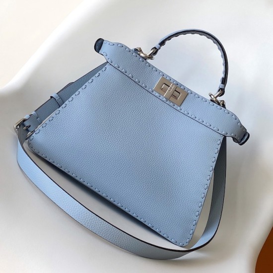 Fendi Peekaboo ISeeU Small Blue Selleria Bag