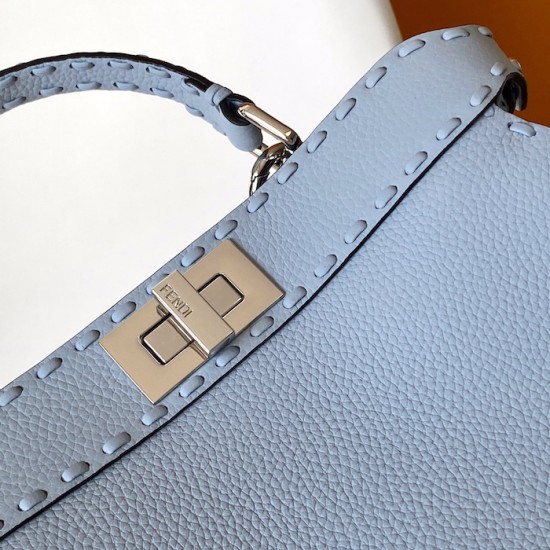 Fendi Peekaboo ISeeU Small Blue Selleria Bag