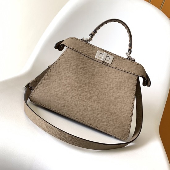 Fendi Peekaboo ISeeU Small Grey Selleria Bag