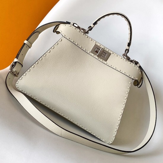 Fendi Peekaboo ISeeU Small White Selleria Bag