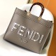 Replica Fendi Sunshine Medium Dark Grey Leather and Elaphe Shopper