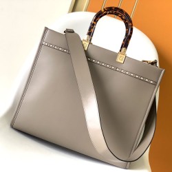 Replica Fendi Sunshine Medium Dark Grey Leather and Elaphe Shopper