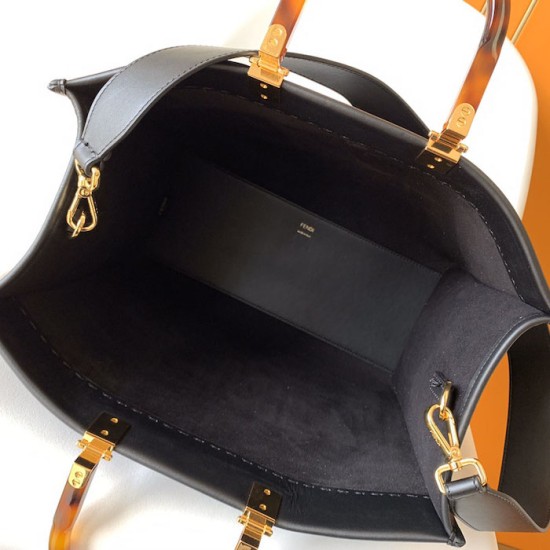 Replica Fendi Sunshine Medium Black Leather Shopper