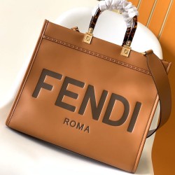 Replica Fendi Sunshine Medium Brown Leather Shopper