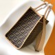 Replica Fendi Sunshine Medium Brown FF jacquard fabric bag